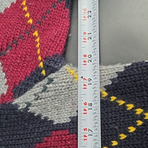 J H Collectibles Wool Argyle Longline Cardigan Sweater Button Front Small - Picture 6 of 10